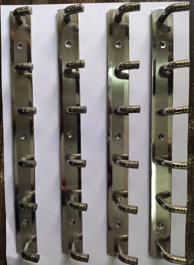 ماب خطافات تعليق ملابس من الفولاذ المقاوم للصدأ النقي من MAP بستة دبابيس - عبوة من 4 قطع - Image 1